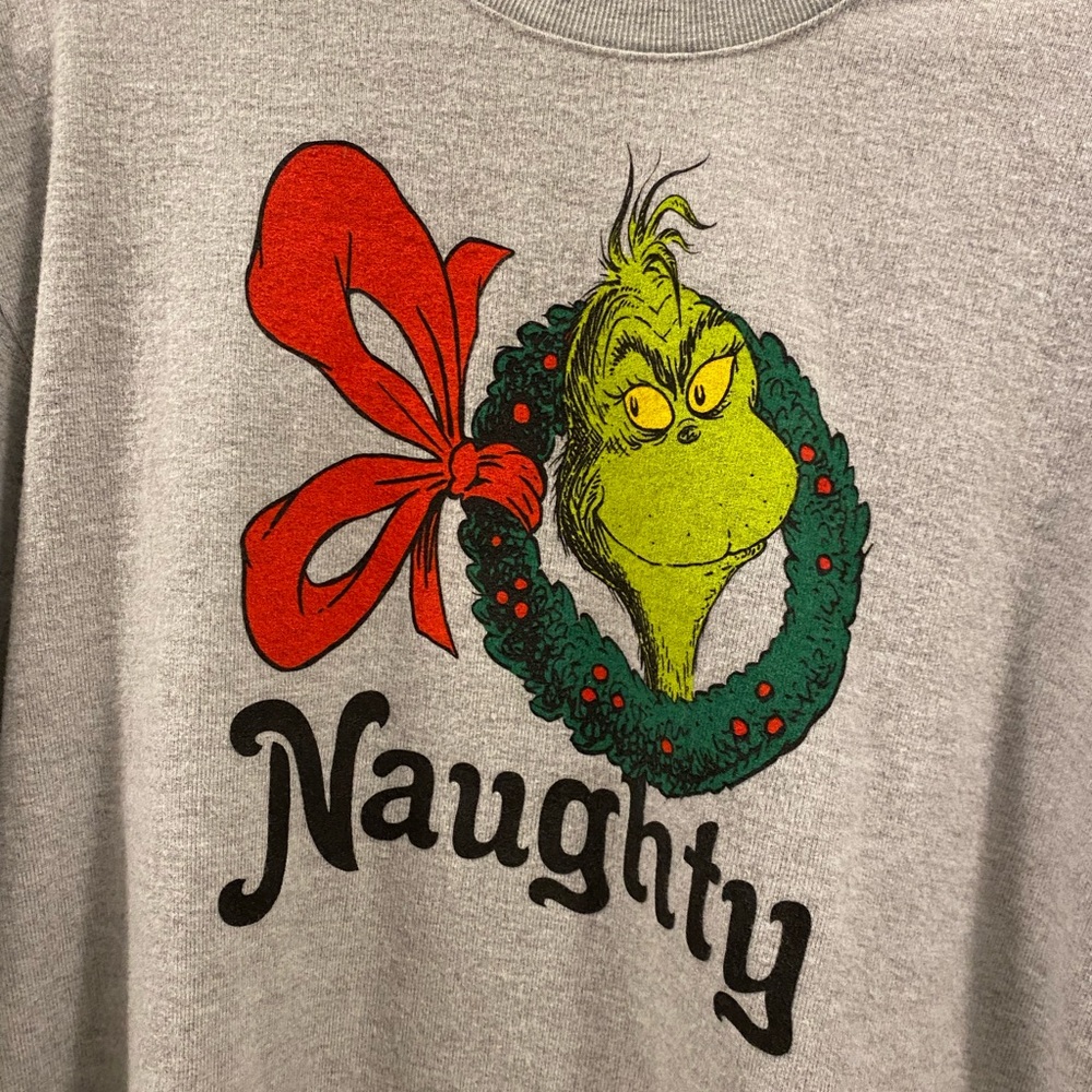 *NWT Grey Grinch Naughty pullover Sweatshirt size large - Picture 2 of 6